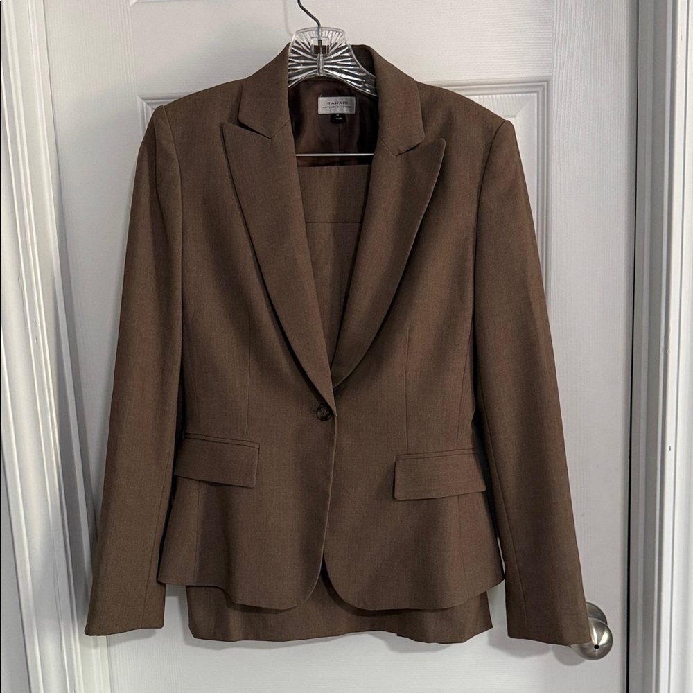 Tahari Women's Brown Blazer Skirt Suit